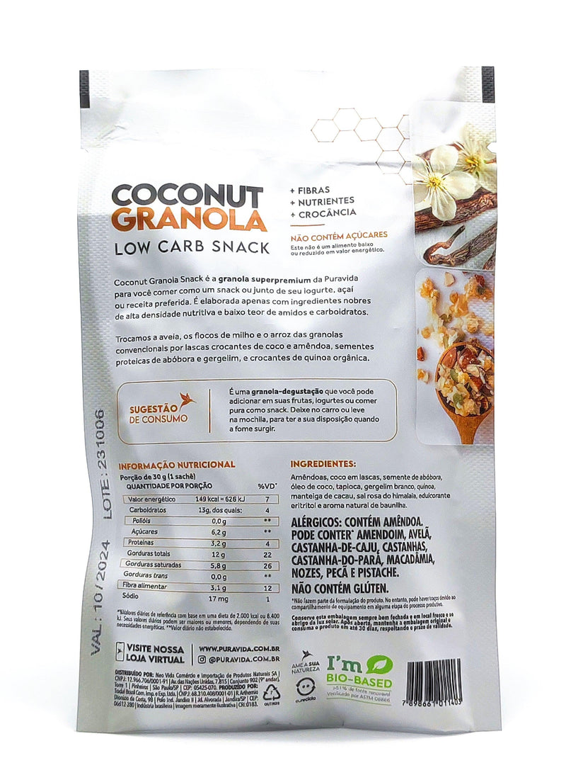 COCONUT GRANOLA SABOR VANILLA, SEM AÇÚCAR, ZERO GLÚTEN, SNACK VEGANO - Farmarys I Compre Com o Melhor Preço - Qualidade é na Farmarys